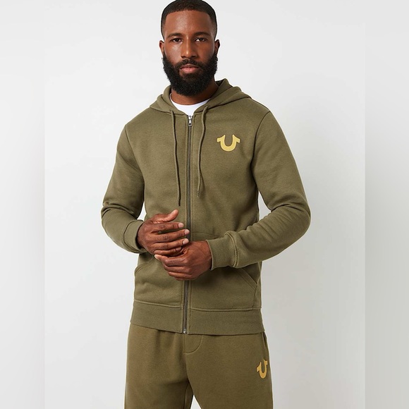 True Religion World Tour Long Slv Cotton Blend Graphic Fleeceback Fullzip Hoodie - Picture 3 of 16